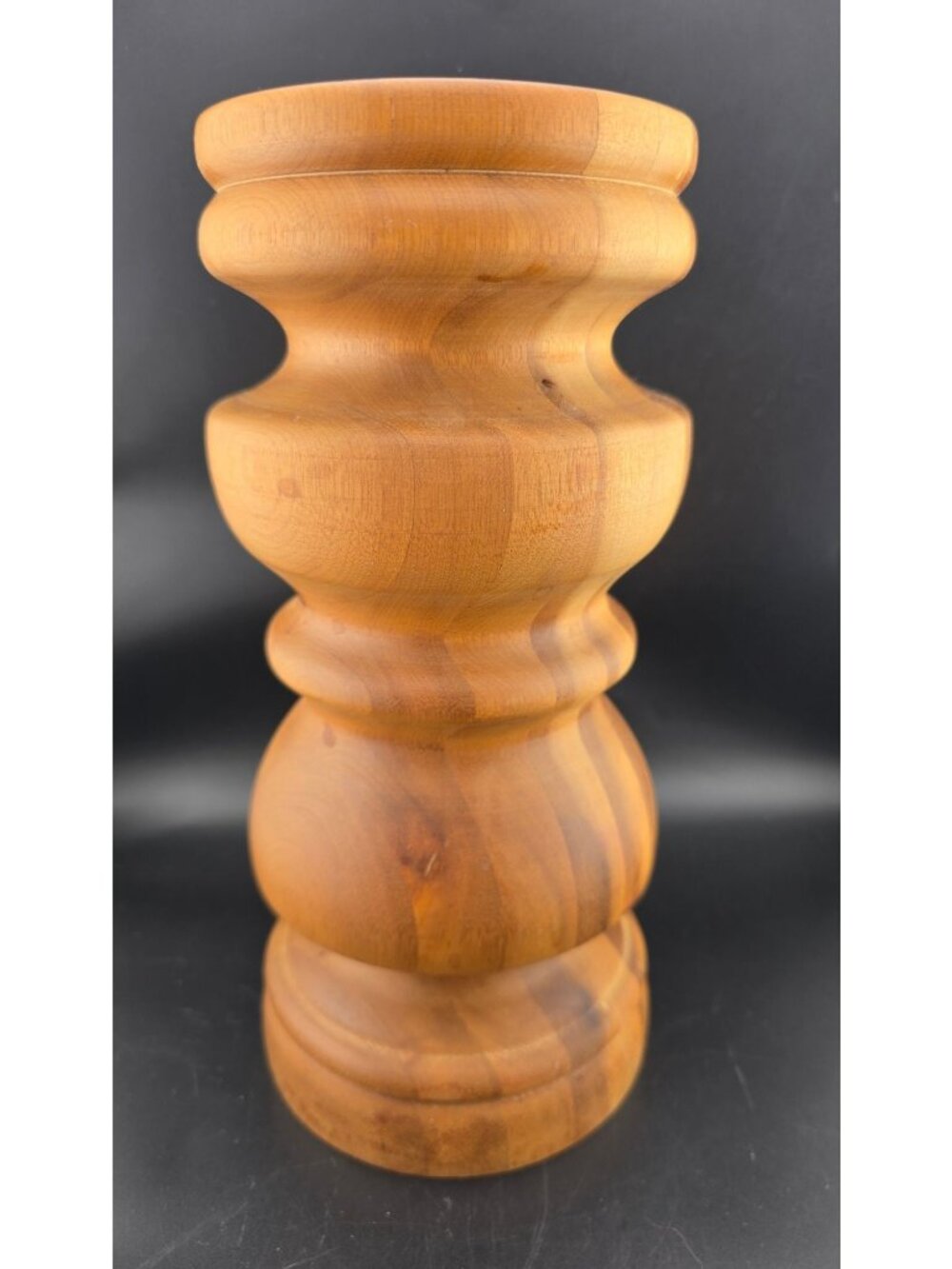 Handmade Turned Solid Wood Candle Holder 10" Tall Heavy - Picture 3 of 11